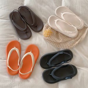 รองเท้าแตะส้นแบนแบบสวมสำหรับผู้หญิงในช่วงฤดูร้อน รองเท้าแตะชายหาดแบบสวมสบายสไตล์เกาหลี รองเท้าแตะแบบสวมสบายสำหรับใส่ไปเที่ยว