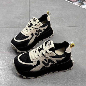 Womens Thick Bottom Waffle Sneakers Spring 2025 New Style Versatile Breathable Retro Casual Sports Dad Shoes Cross Buckle