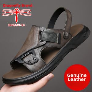 DRAGON-FLY | Non-slip Soft Bottoms Mens Genuine Leather Sandals