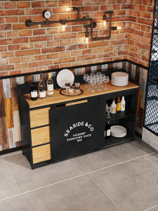 Scandinavian Style Coffee Shop Cabinet Iron Shoujia Brand High End Storage Metal Alloy Cooking Table Tea Water Cabinet Customizable