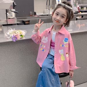Cartoon Girls Shirt Jacket Thin Autumn Baby Casual Spring Summer Top Childrens Clothes Korean Style Long Sleeve Flip Collar