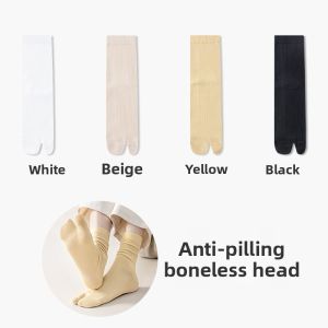 MiiOW | Womens Pure Color Socks With Thumb Breathable Mid-Calf Cotton Toe Separating Socks Fashionable Short Socks For Autumn