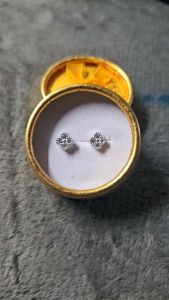 four-leaf stud stone earrings silver 8mm cute size new arrival 92.5 italy silver (TUNAY NA SILVER)
