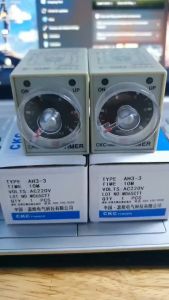 Timer cơ AH3-3 rơ le thời gian 8 chân tròn điện áp 220VAC kèm chân đế