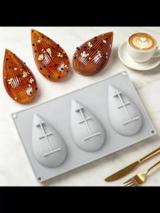 3 Ô Thiết Kế Vỏ Sọc Silicon Khuôn Làm Bánh Vẽ Tay Trứng Phục Sinh Khuôn Socola Thân Thiện Với Môi Trường Món Tráng Miệng Dụng Cụ Nướng Bánh