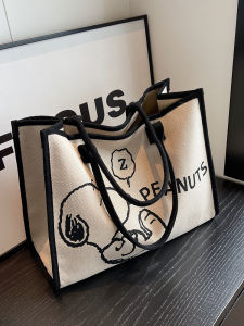 Snoopy Large Capacity Canvas Tote Bag Womens Handbag Shopping Bag Single Shoulder Bag Trendy Cartoon Pattern ClouthSail Brand