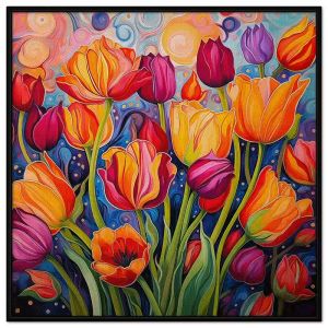 Tranh hoa Tulip phong thủy tình yêu treo tường dán tường Canvas. CGI-15