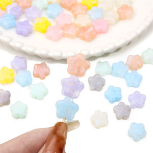 20Pcs 15mm Colorful Acrylic Five Petal Flower Charm Pearl Luster Beads for Bracelet Earring Necklace Keychain DIY Jewelry Making