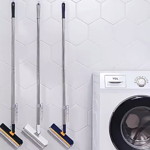 4in1 Rotating Floor Scrub Brush with Squeegee Long Handle Floor Brush for Cleaning Wall Tile Windows