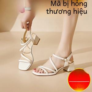 Elegant Fashionable Rubber Heel Thick Strap Sandals Womens Shoes Summer New Arrival Brand Genuine Leather Slip-On Flats