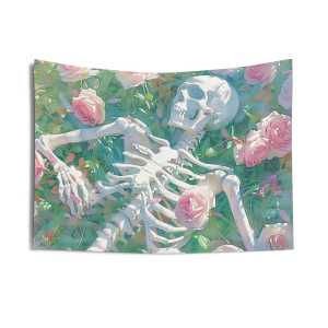 VIKAMA Sweet Cool Style Skeleton Rose Tapestry Background Cloth Living Room Dark Style Decoration Room Decoration
