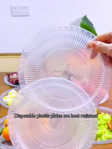 10/20/50pcs Disposable Plates Clear Plastic Plate 9inch Round Dinner Dessert Party Tableware