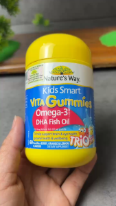 [Nhập khẩu chính ngạch] Natures Way Kids Smart Vita Gummies Omega-3 DHA Fish Oil Trio - Hỗ trợ sức khỏe não và mắt (60 viên)