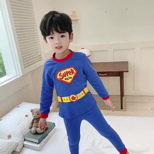 ชุดชุดชั้นในเด็ก อบอุ่น เด็กชายฤดูใบไม้ผลิฤดูใบไม้ร่วงฤดูหนาวบ้านสวมชุดนอนเด็กขนาดกลางฤดูใบไม้ร่วงกางเกงฤดูใบไม้ร่วงสองชิ้น