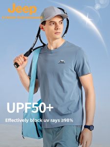 Jeep | Jeep Quick Dry T-Shirt Mens Summer Casual Moisture Wicking Short Sleeve Loose Fitness Sportswear UV Protection Breathable Wear