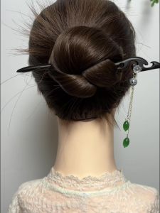 New Chinese Style Simple Elegant Sandalwood Hairpin Traditional Chinese Fashion Poodle Skirt Hair Accessories Flag Robe Hanfu Headwear