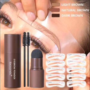 Eyebrow Stamp Stencil Kit 1 Pcs Eye Brow Stamp Shaping Kit Long-Lasting Waterproof Eyebrow Makeup Brow Shape with 10 PCS