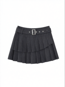 F426 | Versatile Retro Striped Pleated Skirt