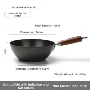 Mini Non-Stick Flat-Bottom Wok for Induction Cooker Home Use Uncoated Iron Cooking Pot Small Size for Single Person Meal