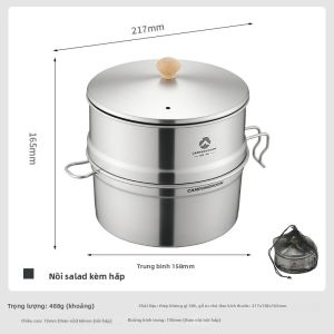 Campingmoon | CAMPINGMOON S371-C1 Dụng Cụ Kéo Tuyết Cắm Trại Bằng Thép Không Gỉ Có Ngăn Hấp Dụng Cụ Nấu Ăn Ngoài Trời Đa Chức Năng