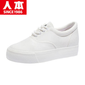 Womens Canvas Shoes Thin Bottom Thick Heel Spring New Style Student Nurse Versatile Slip-On round Toe Rubber Outsole Youth Footwear