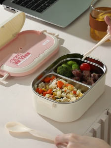 【Free Shipping】304 Stainless Steel Lunch Box With Soup Bowl Leak-Proof Bento Box Microwave Thermal Lunch Box Food Container Lunch Box For Adult Kids Lunch Box Set All With Bag