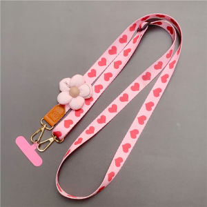 Ins-style Floral Mobile Phone Lanyard Long Crossbody Adjustable Strap Multi-functional Outdoor Use Lanyard for Phone Case Bag