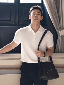 Áo Thun Nam Tay Ngắn Màu Trắng Ôm Vừa Vặn Mùa Hè Thoáng Khí Tay Áo Có Khóa Kéo Phong Cách Thể Thao Áo Thun Cổ Polo