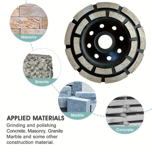 100/125mm Diamond Marble Grinding Wheel Bowl Cup Cutting Disc Double Row Cup Disc for Concrete Granite Marble Masonry Stone