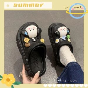 QXshop นิวคอลเลคชั่น รองเท้าแตะแฟชั่นผู้หญิง ดีเทลทรงสวมหัวโตพร้อมสายรัดส้น พื้นหนาเพียง1นิ้วเท่านั้นน้า มีการ์ตูนติดลายน้องหมาให้ด้วย น่ารักมากๆ ต้องตำแย้ว