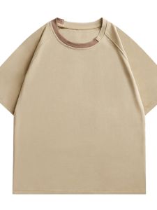 Summer New Casual Short Sleeve Mens Pure Cotton Oversized Five-Quarter Sleeve Large Size Couple Trendy round Neck Base Layer T-Shirt