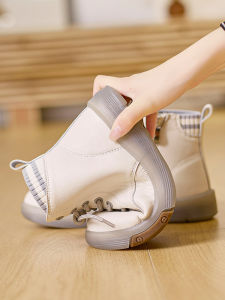 Fall Winter High Top Soft Bottom Boot Casual Short Boot Fleece Lined Anti Slip Comfortable Warm Martin Boots for Women