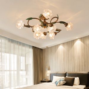 American Pastoral Ceiling Light LED Creativity Flower Living Room Dining Room Bedroom Home Decoration Lights