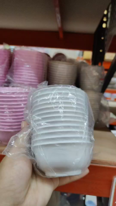 ถ้วยพลาสติก ถ้วยเมลามีน ถ้วยข้าวต้ม 3.5 นิ้ว มี ให้เลือก 3 สี สี ขาว ชมพู ฟ้า แพ็ค 12 ใบ ถ้วยข้าว ใส่อาหารร้อน-เย็น ได้