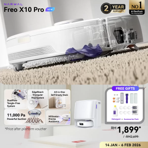 [New] Narwal Freo X10 Pro Robot Vacuum and Mop | Tangle-Free System | EdgeReach Mop Extension | 120-Day Maintenance-Free Dust Bag | Automated Self-Cleaning | 11000 Pa Suction