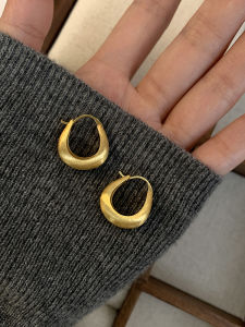 Fashionable Golden Plated Simple Circle Earrings Elegant Korean Style Womens Jewelry Accessory for Commuting And Daily Wear