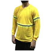 Mens Cotton With Neon Reflector Long Sleeved Shirt FREESIZE L/XL Construction Long Sleeve