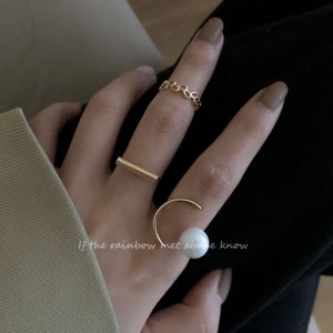 Pearl Index Finger Ring Set for Women Luxury Design Open Style New Model Simple Fashion Rings Silver Gold Alloy Handmade Jewelry
