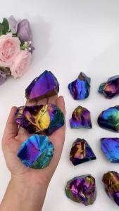 Random 1PC High Quality Aura Obsidian Raw Stone Natural Crystal Raw StoneGemstone JewelryHealing CrystalBirthday Gift.