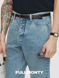 Vintage Light Blue Cotton Distressed Tapered Jeans