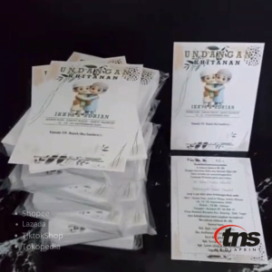 (50pcs) undangan khitanan bahan BC 10x15cm model selembar bolak balik free foto plastik