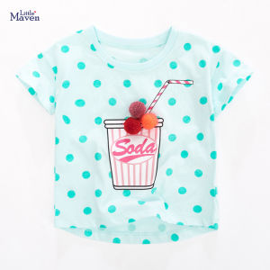 Girls Short Sleeve T-Shirt Cotton Polka Dot Baby Summer New Style Childrens Fashion Simple Clothing Pure Cotton Sweat Absorbent