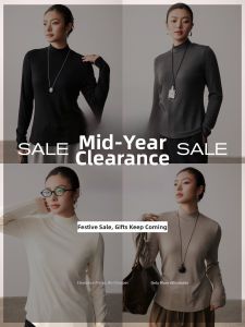 Modal Wool Cashmere Half Turtleneck Elastic Fitting T-Shirt