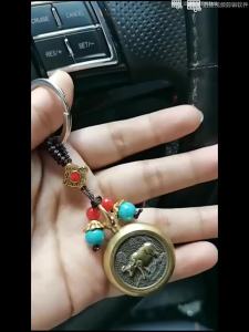 [TG835]2027 Year Of Chinese Zodiac Goat Lucky Pendant Keychain Copper Feng Shui Wealth Key Ring Rotating Decompression Keychain