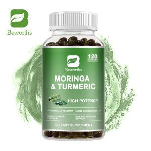 BEWORTHS Moringa Capsules 500mg with Turmeric Black Pepper Extra Powerful Antioxidant Energy & Brain Function Joint & Muscle Health Immune & Digestive Support