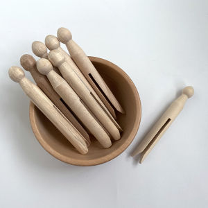 Hand-Painted Doll Clothespin Zakka Real Wood Log Clothes Clamp Childrens Graffiti Stick DIY Retro Countryside Style Clamp