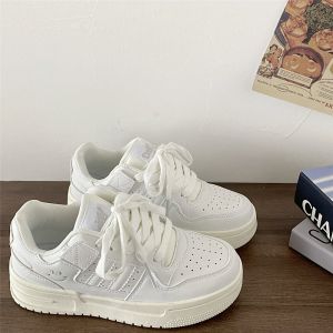Casual Hong Kong Style Womens Sneakers Thick Bottom Sports Shoes Spring Autumn Versatile Student Heightening Trendy White Shoes