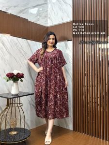 DELISA DRESS//DASTER DELLA HAWET RAYON MOTIF BUNGA//DASTER TERBARU LENGAN PENDEK
