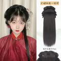 FORLISEE Synthetic Warring States Robe Wig Headdress Wei And Jin Style Bun Ancient Costume Back Hair Press Hair Bag Hanfu Wig. 