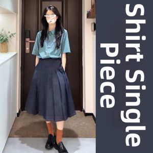 LIRUSHAN | Gingham Plaid Two-Piece Skirt Dress Womens Summer College Style Outfit